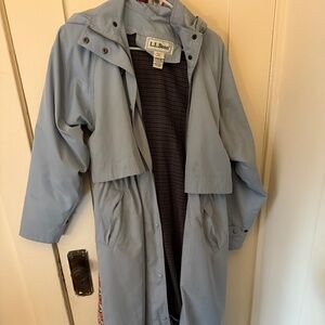 L.L. BEAN RAIN RESISTANT LONG COAT WITH HOOD
